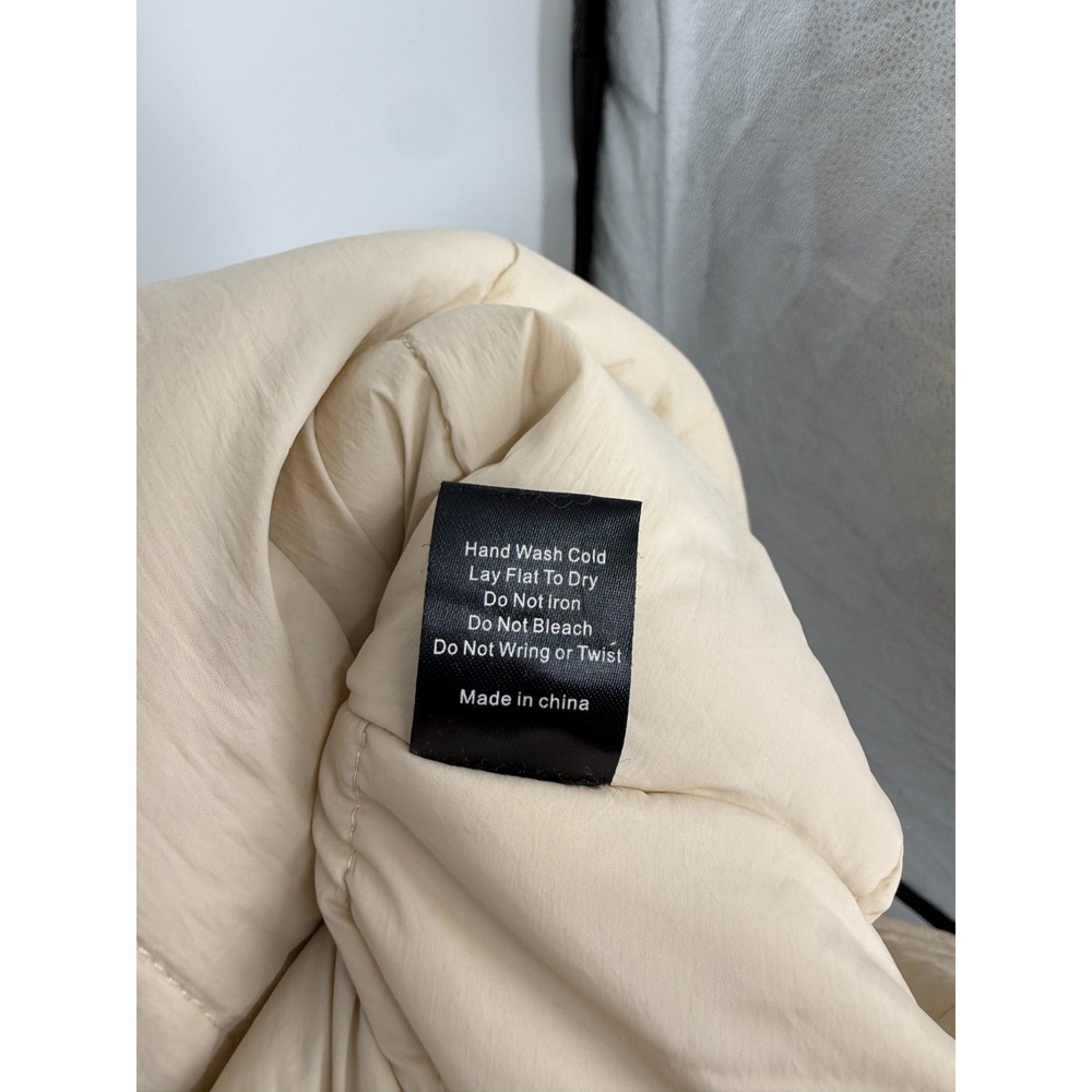 POL Anthropologie Puffer Coat Size M Hooded Oversize Cozy Neutral Snap Button - Picture 5 of 6
